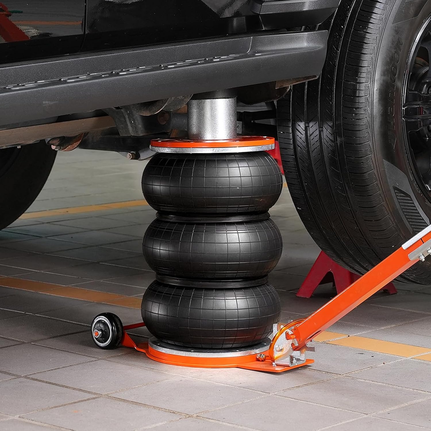 image:imageVEVOR Air Jack 5 Ton11000 lbs 410 S Pneumatic Lifting Jack with Heightened Column amp Adjustable Handle EasytoLift amp SpaceSaving Jack with Thick Rubber Pad Fits for Sedan SUV Pickup Truck5Thigh 218in