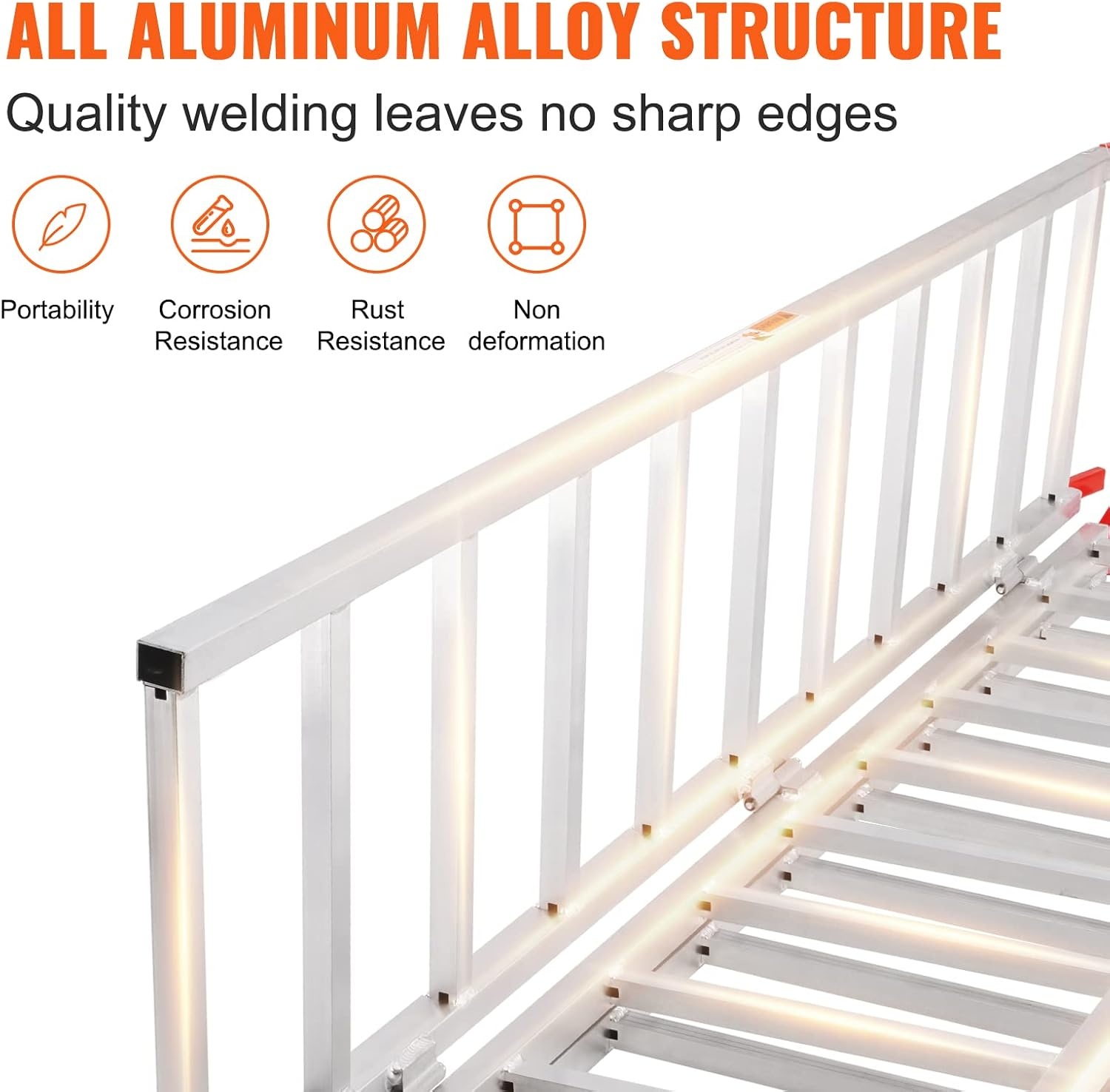 image:imageVEVOR Aluminum Ramps 1500 lbs Folding Loading Ramp with Load Straps TriFold Ramp for MotorcyclesUTVs ATVs Trucks Lawnmowers Snow Blowers 77 L x 54 W Sliver1500lbs