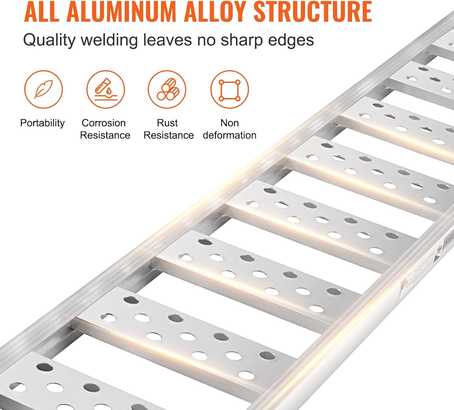 image:imageVEVOR Aluminum Ramps 1500 lbs Folding Loading Ramp with Load Straps TriFold Ramp for MotorcyclesUTVs ATVs Trucks Lawnmowers Snow Blowers 77 L x 54 W Sliver1250lbs