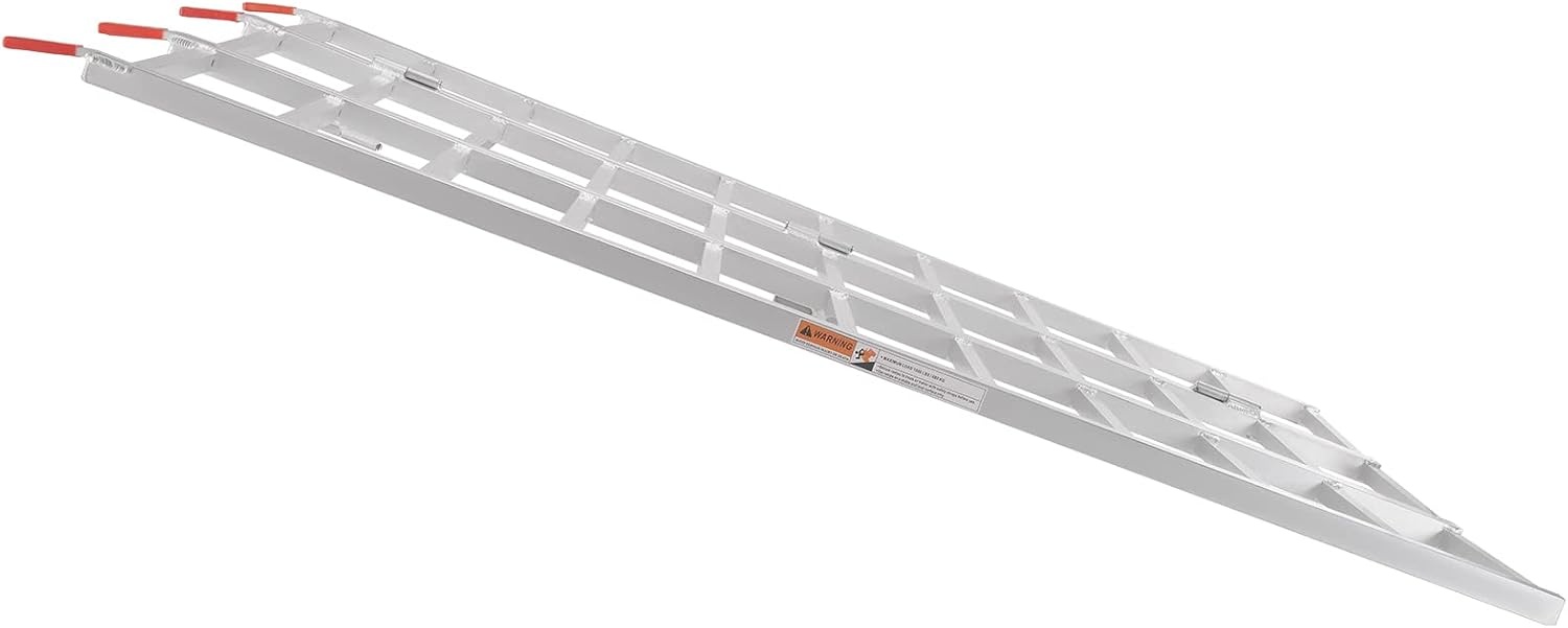 image:imageVEVOR Aluminum Ramps 1500 lbs Folding Loading Ramp with Load Straps TriFold Ramp for MotorcyclesUTVs ATVs Trucks Lawnmowers Snow Blowers 77 L x 54 W Sliver1500lbs