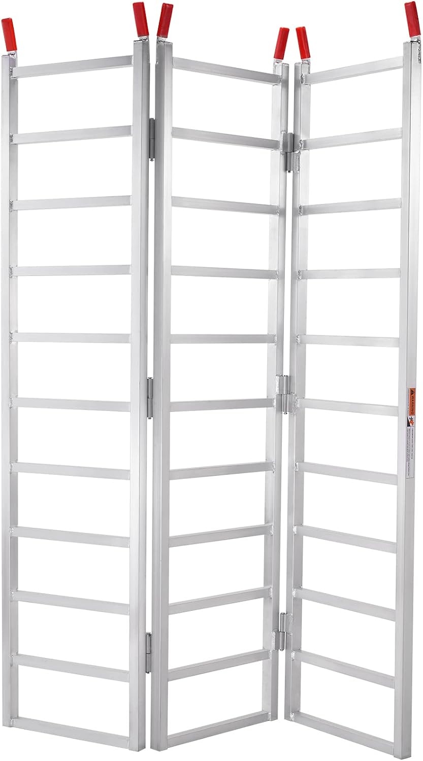 image:imageVEVOR Aluminum Ramps 1500 lbs Folding Loading Ramp with Load Straps TriFold Ramp for MotorcyclesUTVs ATVs Trucks Lawnmowers Snow Blowers 77 L x 54 W Sliver1500lbs
