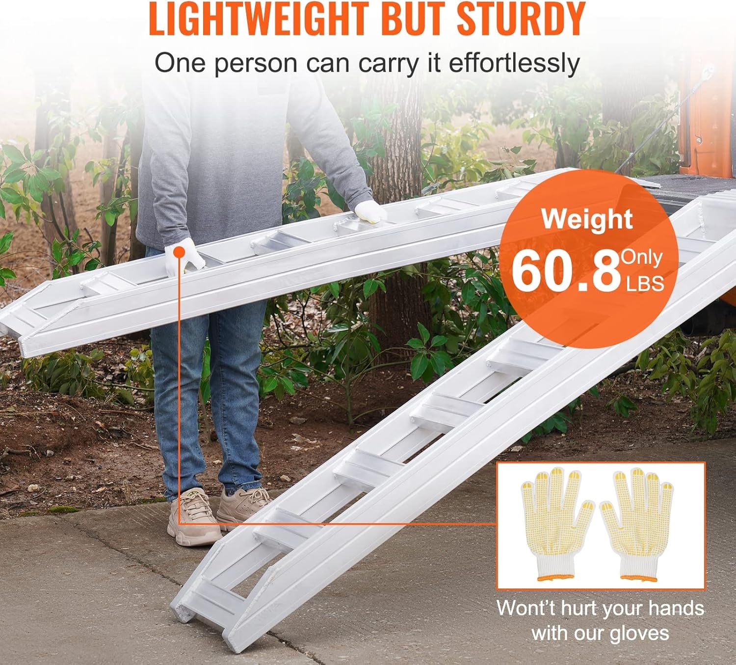 image:imageVEVOR Aluminum Ramps 880 LBS Capacity 472 x 85 Loading Ramps for Motorcycle Dirt Bike Trailer ATV UTV Garden Tractor and Lawn Mower 2PCS8100lbs