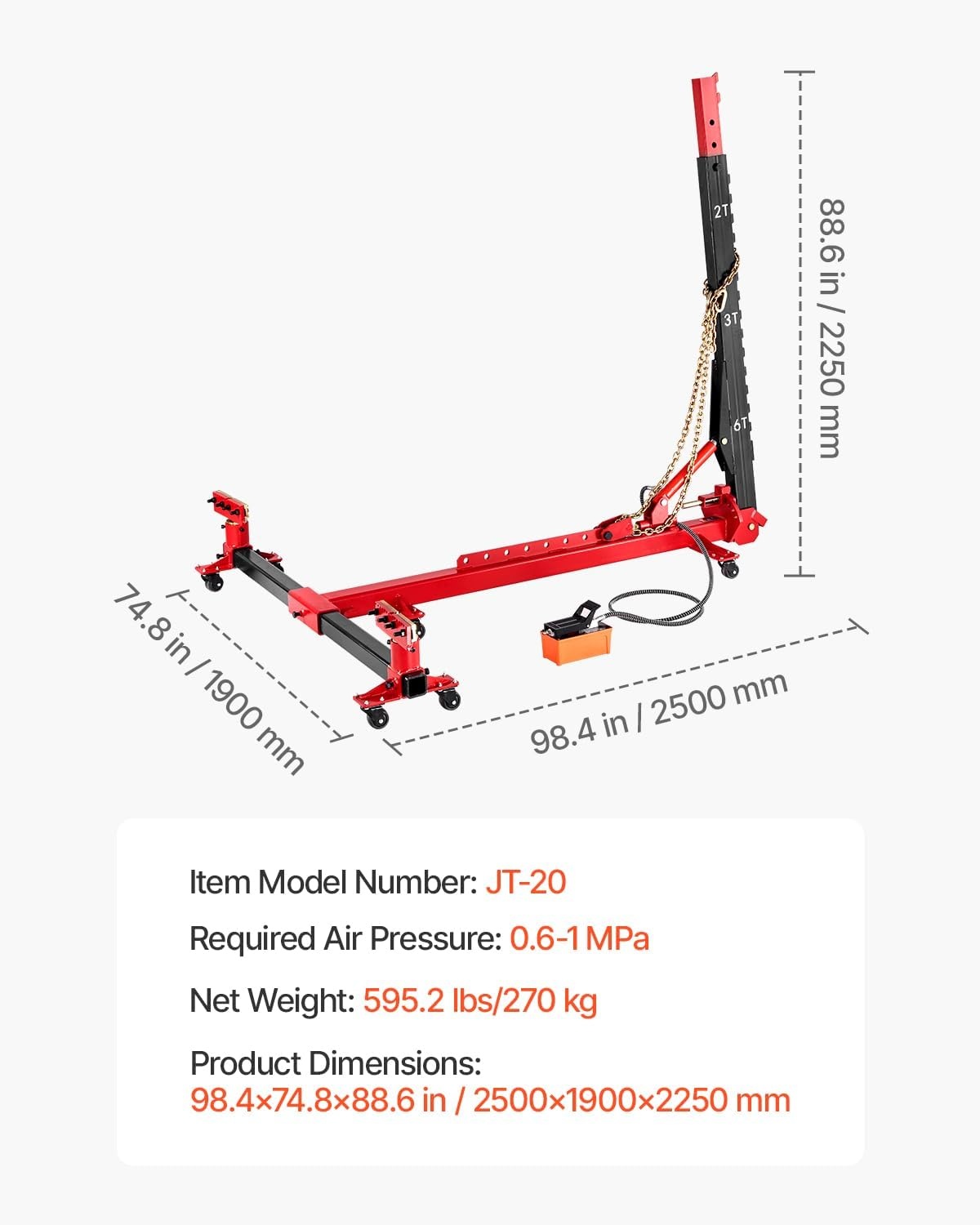 image:imageVEVOR Auto Body Frame Puller Straightener 6T Tension Car Body Repair Equipment with 6000PSI Hydraulic Foot Pump amp Swivel Post Includes 16 Straightening Tools for Auto Repair Shop Sedan SUV Pickup984 x 748 x 886 in