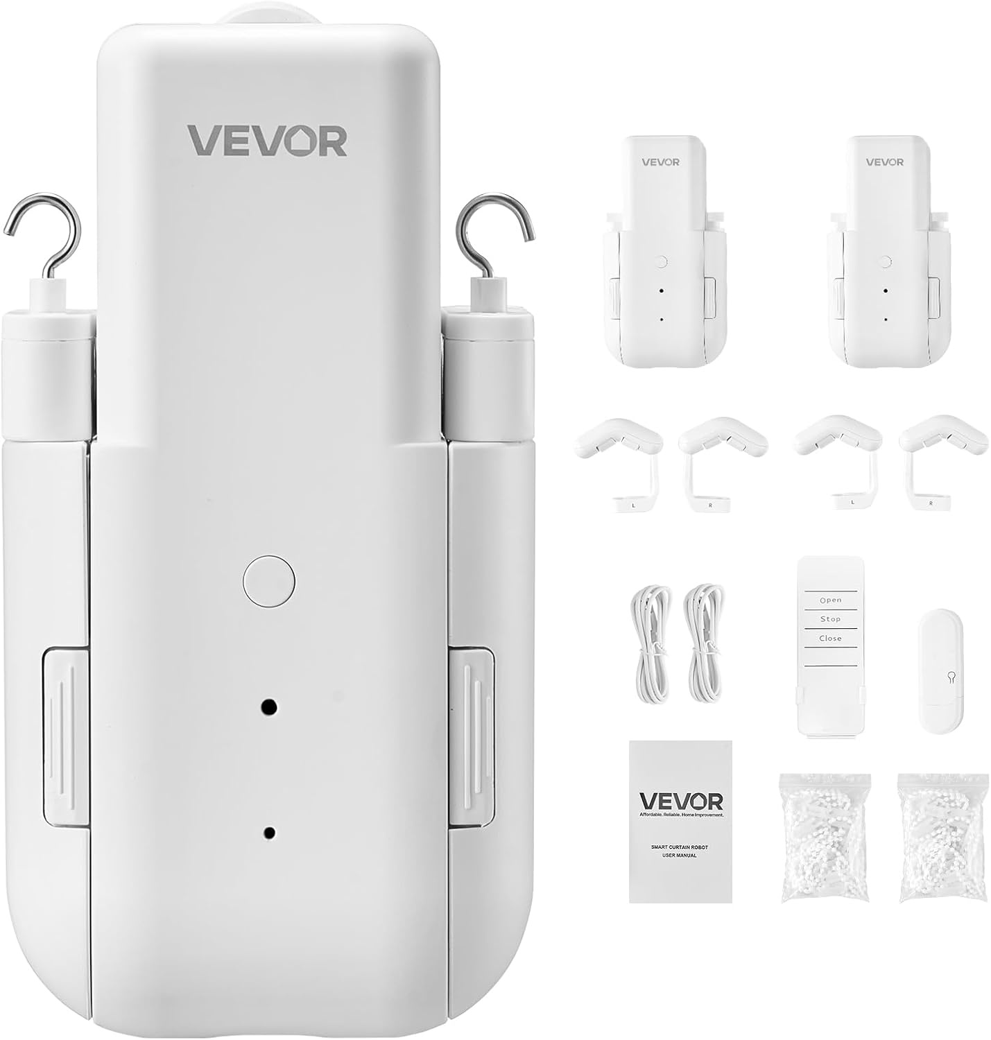 image:imageVEVOR Automatic Curtain Opener APP and Remote Control Hub Included Electric Smart Curtain Opener Compatible with Alexa and Google Home Timed Opening and Closing for UshapedIshaped RailsFor Roman TU Tracks With Gateway