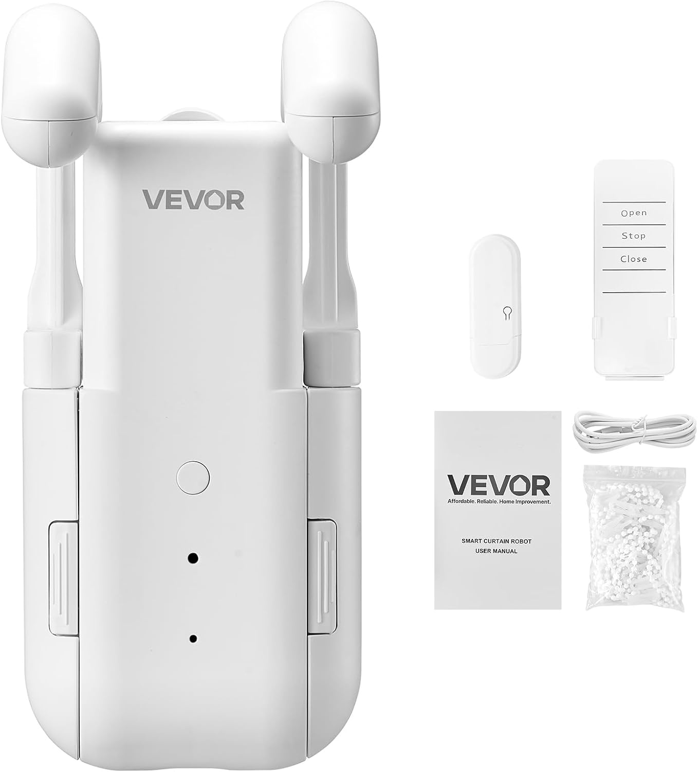 image:imageVEVOR Automatic Curtain Opener APP and Remote Control Hub Included Electric Smart Curtain Opener Compatible with Alexa and Google Home Timed Opening and Closing for UshapedIshaped RailsFor Roman Rod With Gateway