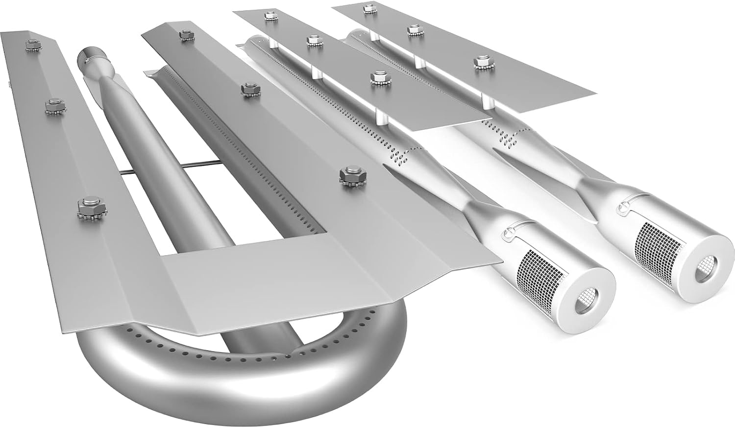 image:imageVEVOR BBQ Burners Replacement Stainless Steel Burner Grill Part Kit 3 Packs BBQ Burners Replacement Grill Burner Replacement wAir Flap Barbecue Replacement Parts wEvenly Burning for Gas GrillsModern