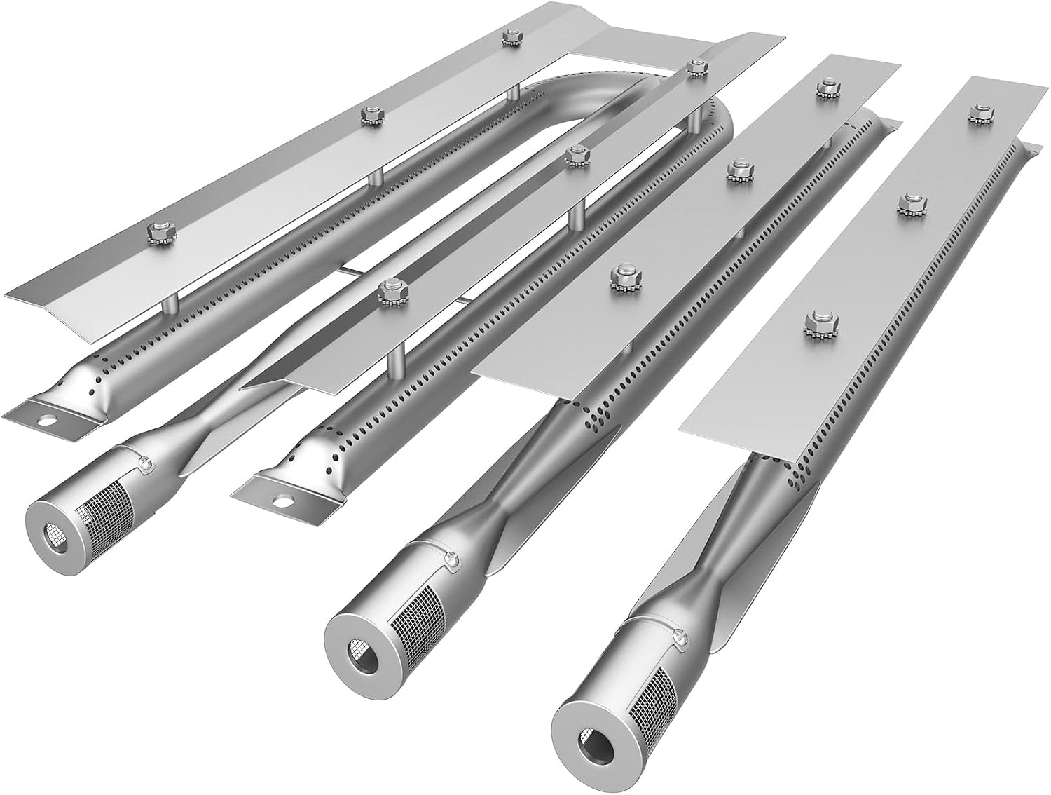 image:imageVEVOR BBQ Burners Replacement Stainless Steel Burner Grill Part Kit 3 Packs BBQ Burners Replacement Grill Burner Replacement wAir Flap Barbecue Replacement Parts wEvenly Burning for Gas GrillsModern