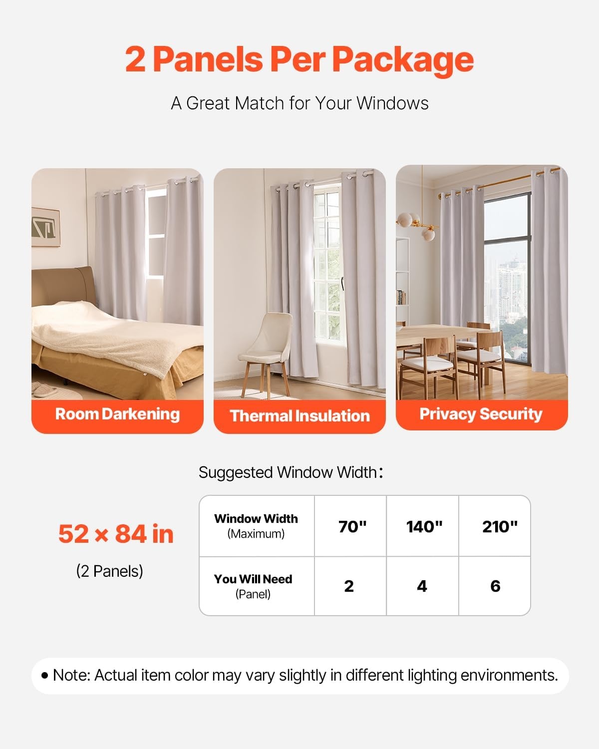 image:imageVEVOR Blackout Curtains 84 Inch Length 2 Panels Set 52 Inch Wide Each Thermal Insulated 100 Blackout Light Blocking Drapes 3Layer with Grommets Curtains for Bedroom Living Room Window WhiteWhite