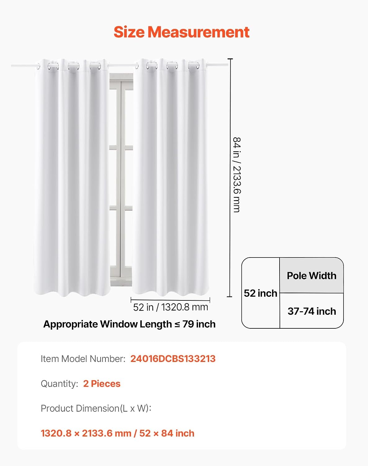 image:imageVEVOR Blackout Curtains 84 Inch Length 2 Panels Set 52 Inch Wide Each Thermal Insulated 100 Blackout Light Blocking Drapes 3Layer with Grommets Curtains for Bedroom Living Room Window WhiteWhite