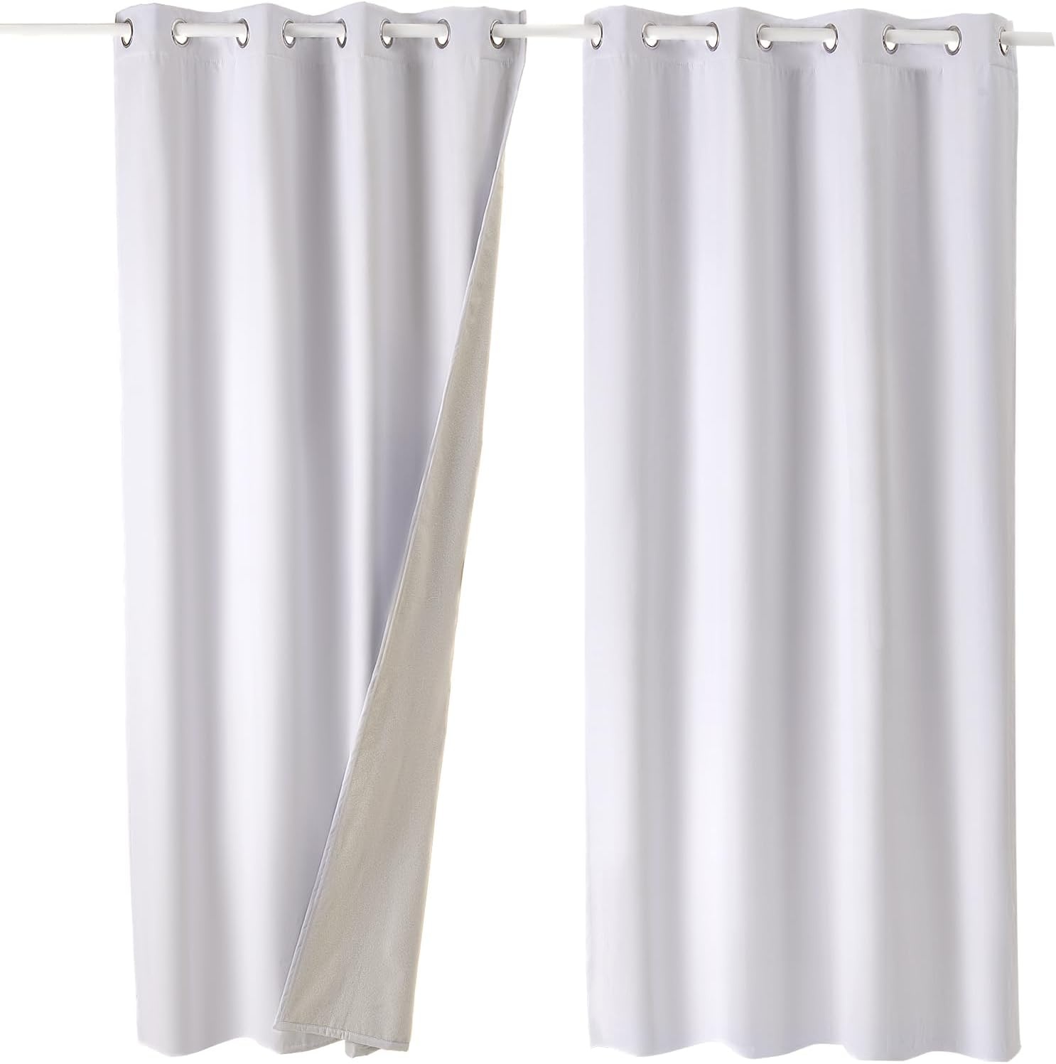 image:imageVEVOR Blackout Curtains 84 Inch Length 2 Panels Set 52 Inch Wide Each Thermal Insulated 100 Blackout Light Blocking Drapes 3Layer with Grommets Curtains for Bedroom Living Room Window WhiteWhite
