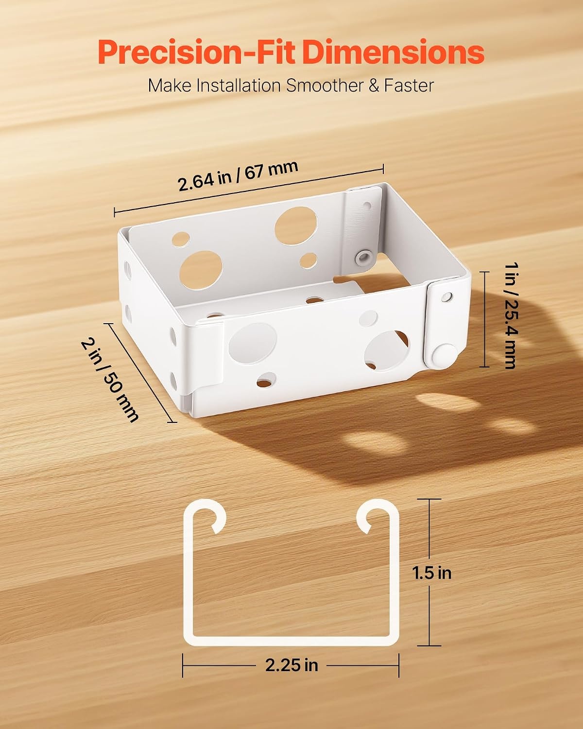 image:imageVEVOR Box Mounting Brackets 2 Pcs Box Blind Bracket for Window Blinds Fit for 15 x 225 inch Headrails with SelfTapping Screws and Expansion Tubes Sturdy Iron for Blinds Installation White