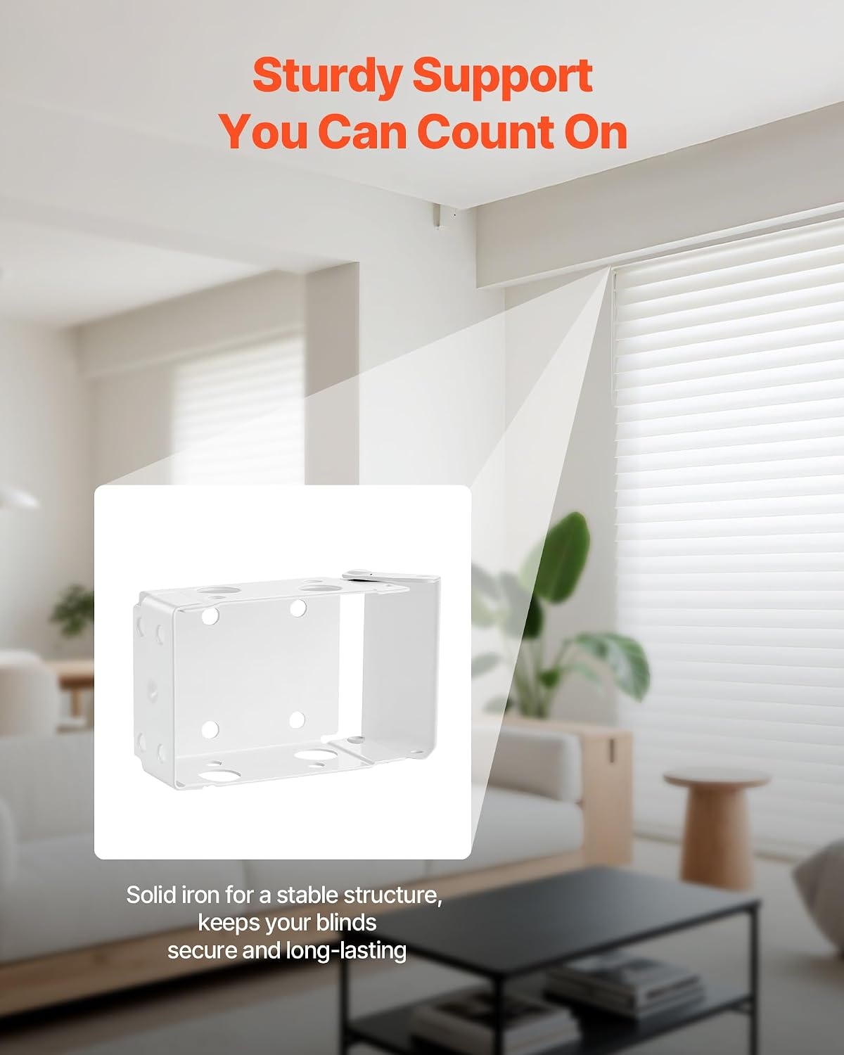 image:imageVEVOR Box Mounting Brackets 2 Pcs Box Blind Bracket for Window Blinds Fit for 15 x 225 inch Headrails with SelfTapping Screws and Expansion Tubes Sturdy Iron for Blinds Installation White