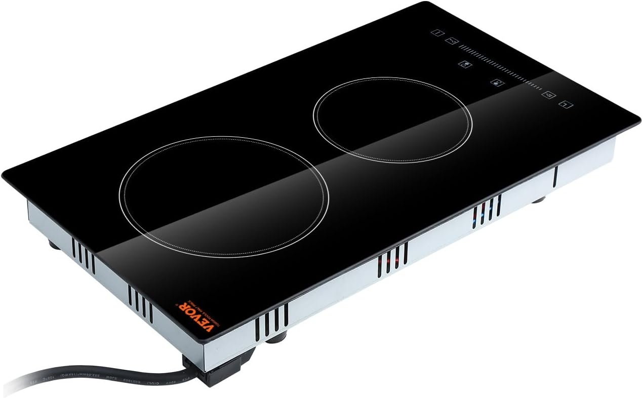 image:imageVEVOR Built in Electric Stove Top 12 inch 2 Burners 240V Glass Radiant Cooktop with Sensor Touch Control Timer amp Child Lock Included 9 Power Levels for Simmer Steam Slow Cook Fry12 IN2 BurnerTouch Control