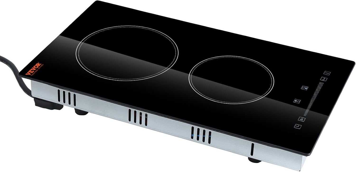 image:imageVEVOR Built in Electric Stove Top 12 inch 2 Burners 240V Glass Radiant Cooktop with Sensor Touch Control Timer amp Child Lock Included 9 Power Levels for Simmer Steam Slow Cook Fry12 IN2 BurnerTouch Control