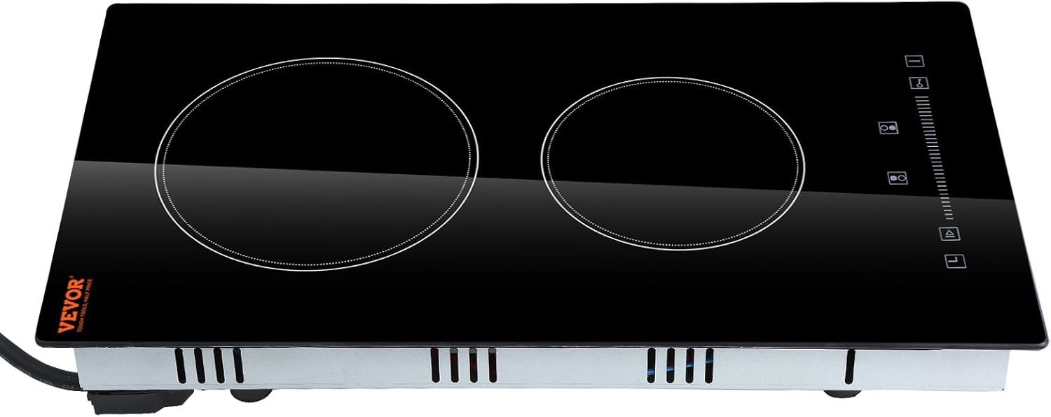 image:imageVEVOR Built in Electric Stove Top 12 inch 2 Burners 240V Glass Radiant Cooktop with Sensor Touch Control Timer amp Child Lock Included 9 Power Levels for Simmer Steam Slow Cook Fry12 IN2 BurnerTouch Control