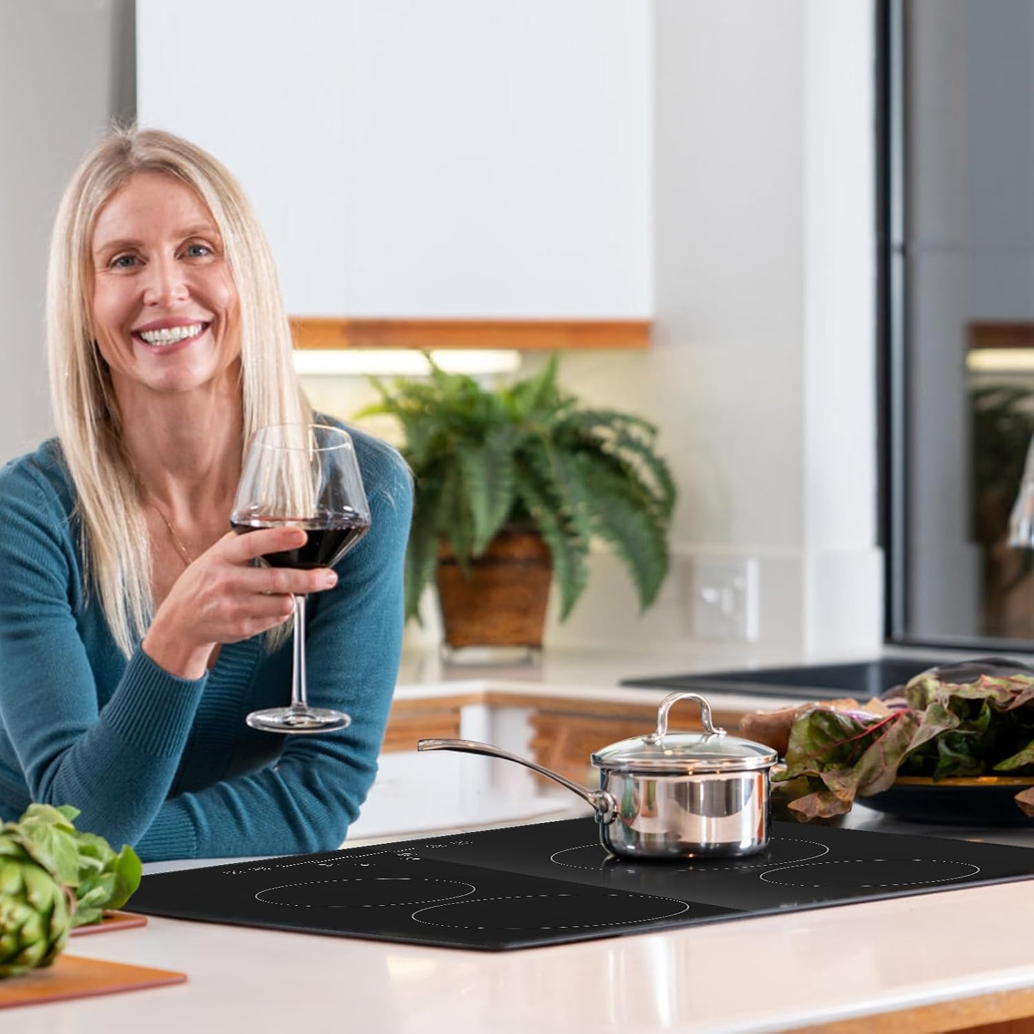 image:imageVEVOR Built in Electric Stove Top 12 inch 2 Burners 240V Glass Radiant Cooktop with Sensor Touch Control Timer amp Child Lock Included 9 Power Levels for Simmer Steam Slow Cook Fry24 IN4 BurnerTouch Control
