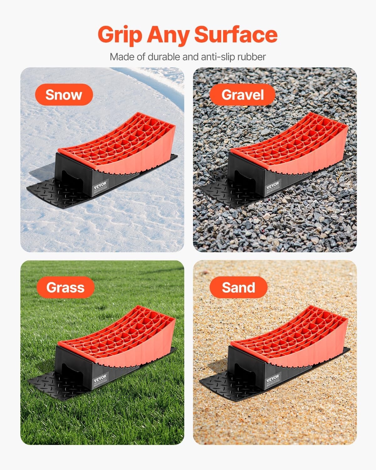 image:imageVEVOR Camper Levelers 2 Pcs RV Leveling Blocks up to 88185lbs Camper Wheel Chocks Max 4 Leveling Height Heavy Duty Curved Levelers RV Camper Leveler Kit with AntiSlip Mat Carrying Bag Level