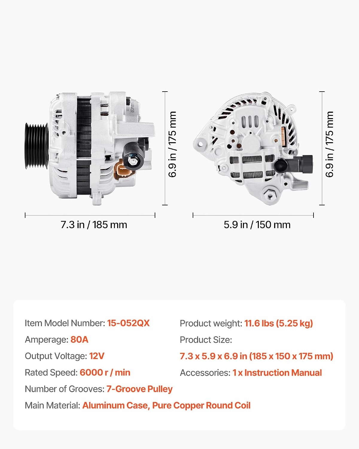 image:imageVEVOR Car Alternator 11252 Fit for Buick Enclave Base 36L 20122013 Chevy Traverse LT 20092016 GMC Acadia SLT 20072015 Saturn Outlook V6 20072010 Automotive Replacement Alternator 2581583911176