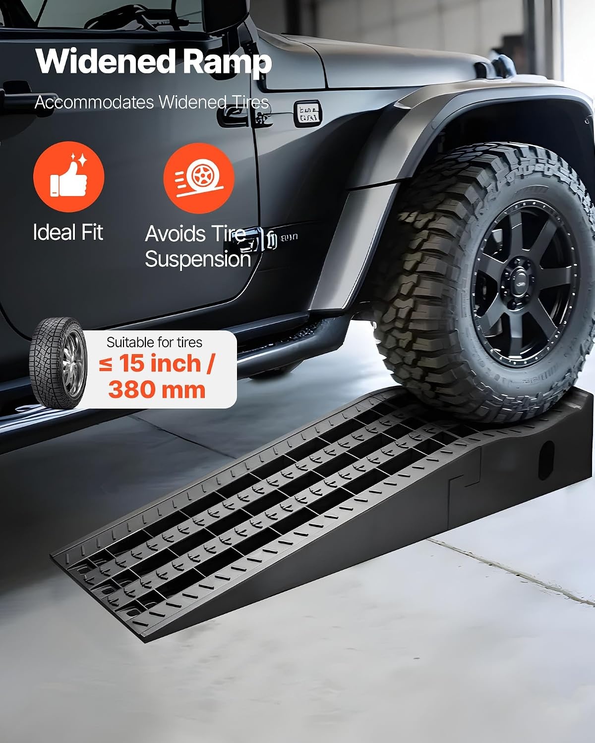 image:imageVEVOR Car Ramps 2 PCS 13000 lbs GVW Capacity 63 in Lift Height Portable High Profile Car Service Ramps for Home Garage Maintenance and Oil Changes Heavy Duty for Truck SUV Vehicle Repair Black63525inch