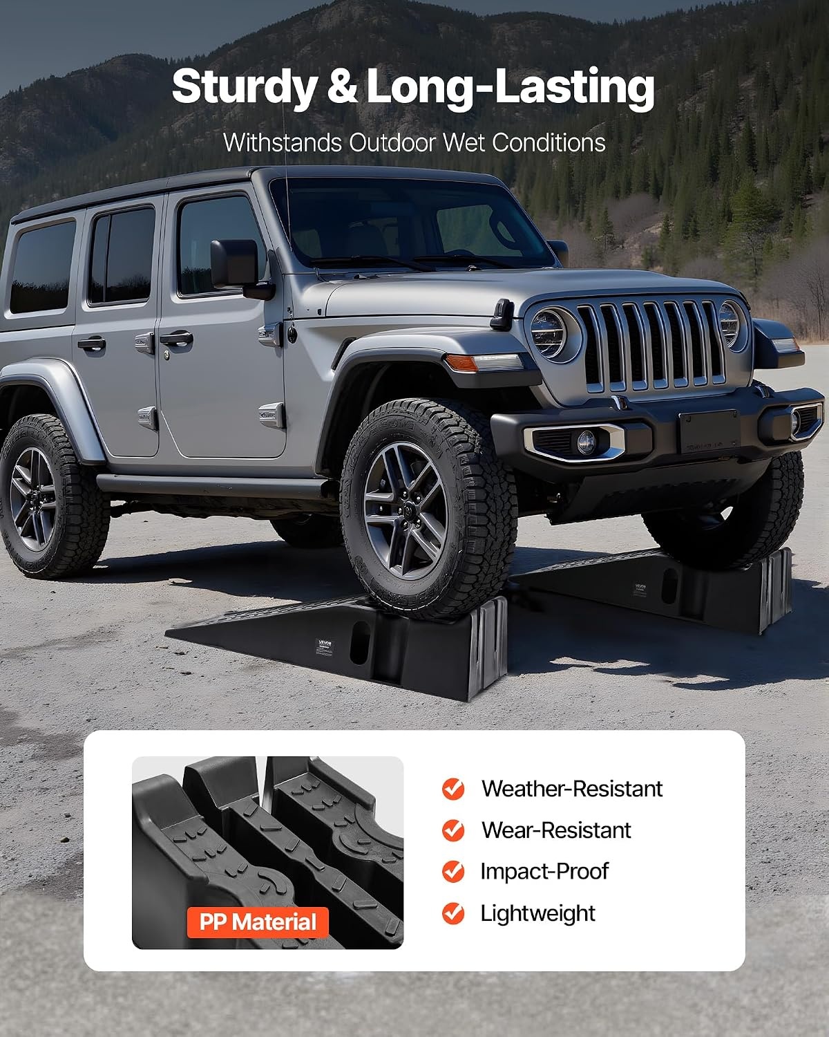 image:imageVEVOR Car Ramps 2 PCS 13000 lbs GVW Capacity 63 in Lift Height Portable High Profile Car Service Ramps for Home Garage Maintenance and Oil Changes Heavy Duty for Truck SUV Vehicle Repair Black66355inch