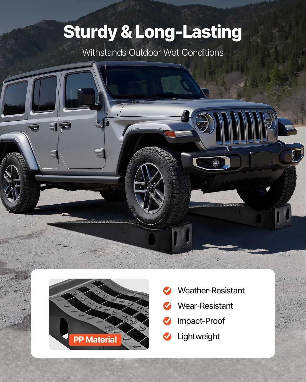 image:imageVEVOR Car Ramps 2 PCS 13000 lbs GVW Capacity 63 in Lift Height Portable High Profile Car Service Ramps for Home Garage Maintenance and Oil Changes Heavy Duty for Truck SUV Vehicle Repair Black63525inch