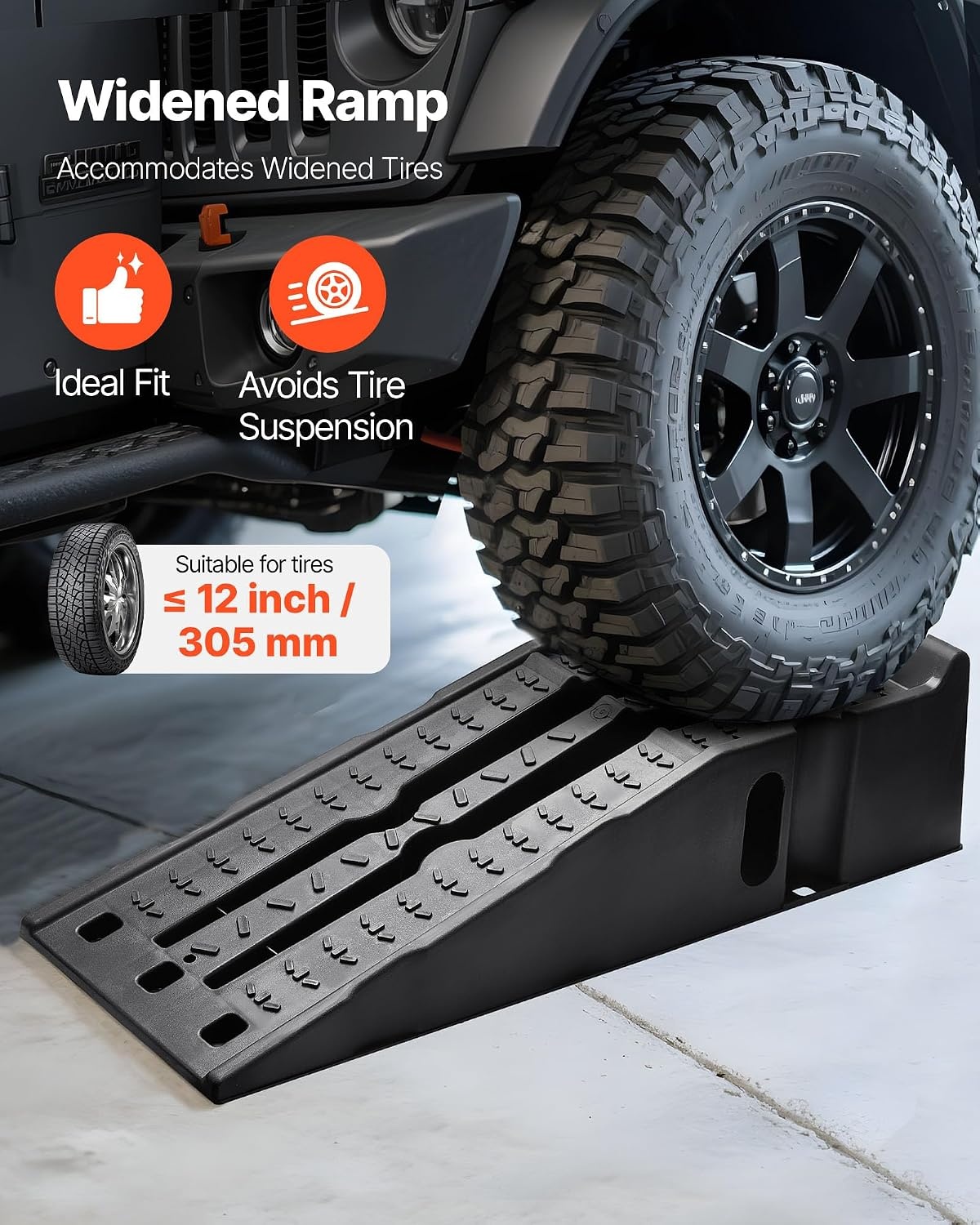 image:imageVEVOR Car Ramps 2 PCS 13000 lbs GVW Capacity 63 in Lift Height Portable High Profile Car Service Ramps for Home Garage Maintenance and Oil Changes Heavy Duty for Truck SUV Vehicle Repair Black66355inch