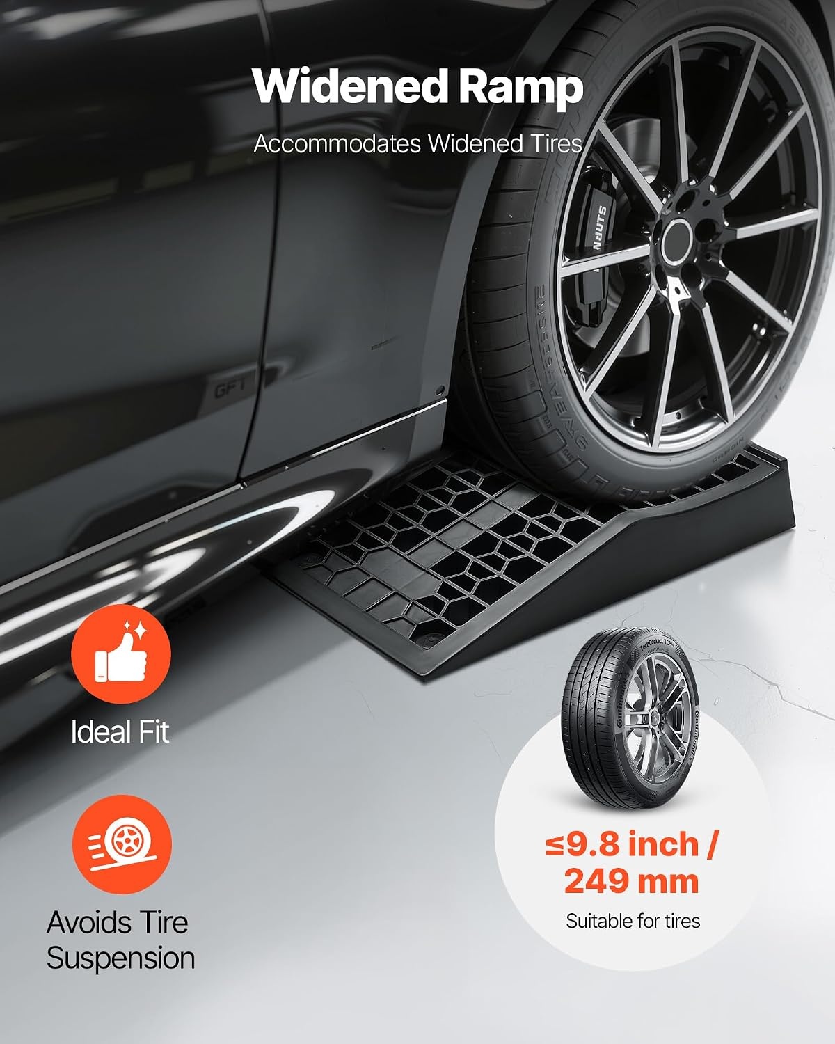 image:imageVEVOR Car Ramps 2 PCS 20000 lbs GVW Capacity 26 in Lift Height Portable Low Profile Car Service Ramps for Home Garage Maintenance amp Oil Changes Heavy Duty for Low Chassis Vehicle amp Support Jack