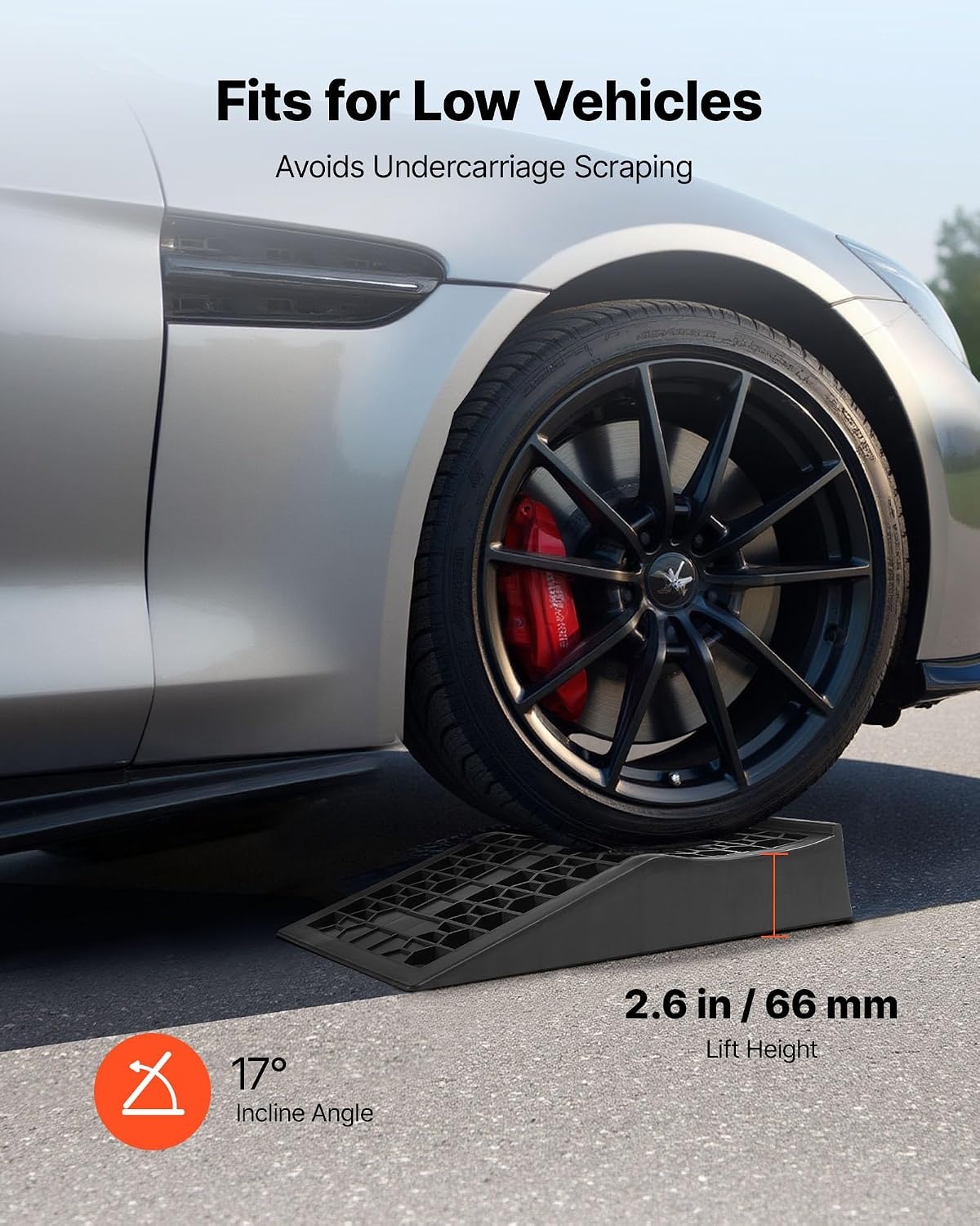 image:imageVEVOR Car Ramps 2 PCS 20000 lbs GVW Capacity 26 in Lift Height Portable Low Profile Car Service Ramps for Home Garage Maintenance amp Oil Changes Heavy Duty for Low Chassis Vehicle amp Support Jack