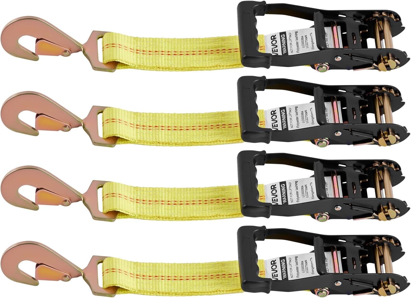 image:imageVEVOR Car Tie Down with Chain Anchors Lasso Style 2120 Tire Straps 5865 LBS Working Load 11023 LBS Breaking Strength with Heavy Duty Ratchets for Passenger Car ATV SUV UTV Truck 4PackTireStyle with Spring Hook