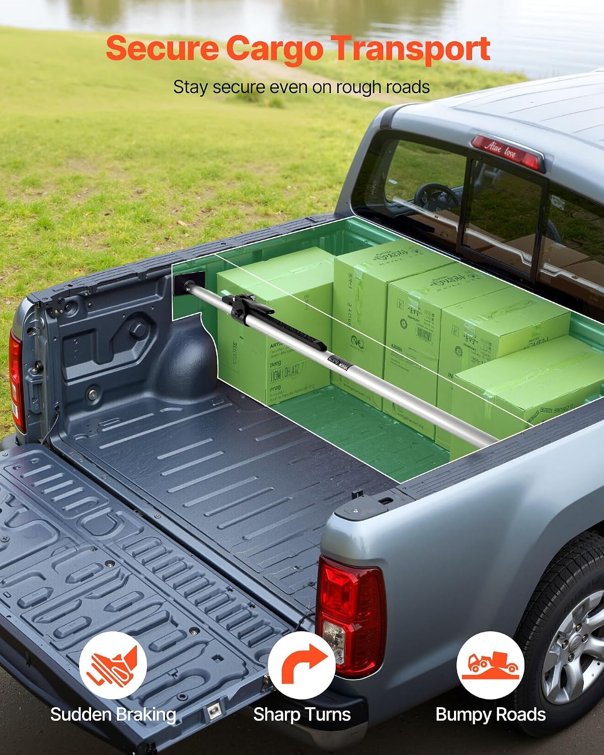 image:imageVEVOR Cargo Bar Cargo Bar Adjustable from 40 to 73 HeavyDuty Steel Cargos Stabilizer with NonSlip Foot Pads Telescoping Load Lock Bars Stop Sliding for SUVs Sedans5973