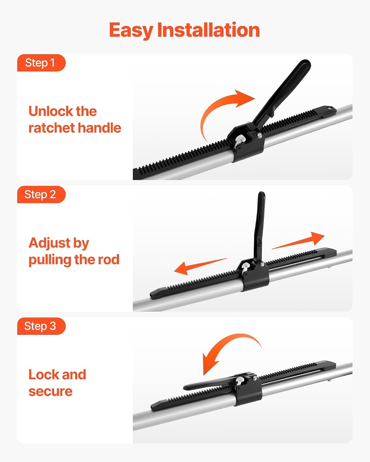 image:imageVEVOR Cargo Bar Cargo Bar Adjustable from 40 to 73 HeavyDuty Steel Cargos Stabilizer with NonSlip Foot Pads Telescoping Load Lock Bars Stop Sliding for SUVs Sedans5973