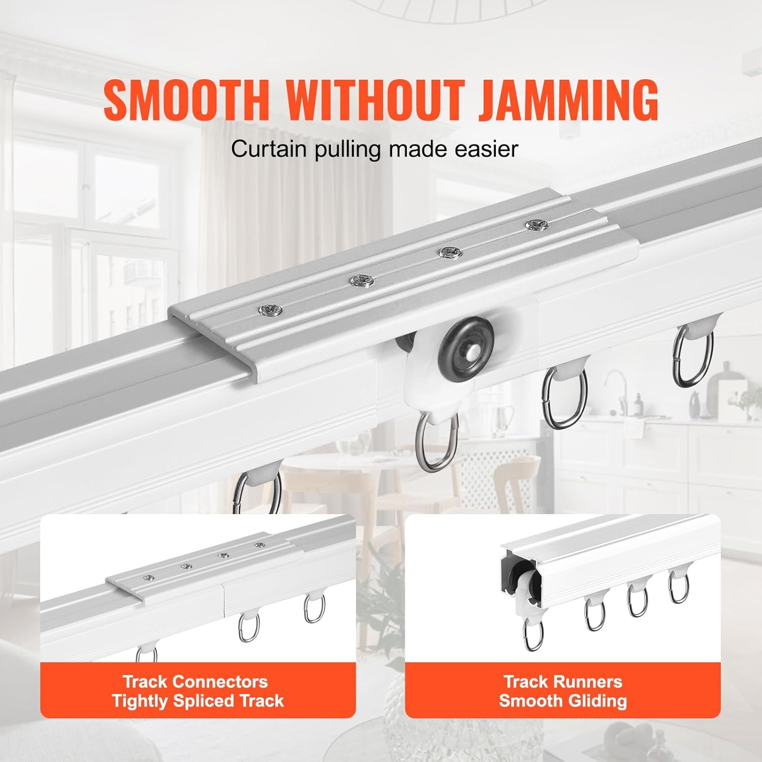 image:imageVEVOR Ceiling Curtain Track Set 59 FT18 Meter Sliding Ceiling Track System for Curtains Room Divider Curtain Track CeilingWall Mounted for Living Room Bedroom with Hooks and Hardware White89 FT27M