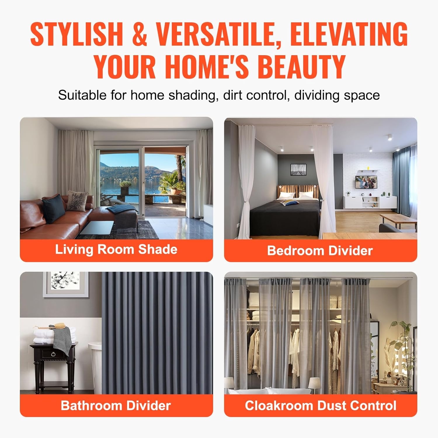 image:imageVEVOR Ceiling Curtain Track Set 59 FT18 Meter Sliding Ceiling Track System for Curtains Room Divider Curtain Track CeilingWall Mounted for Living Room Bedroom with Hooks and Hardware White89 FT27M