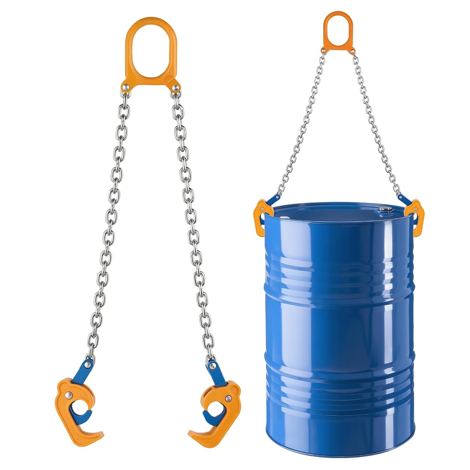 image:imageVEVOR Chain Drum Lifter G80 Drum Lifting Chain Sling with Thickened Security Hook 2000LBS Capacity 16ft Long Sturdy Drums Handling Equipment Carbon Steel Barrel Lifter for Plastic amp Metal Drums16ft