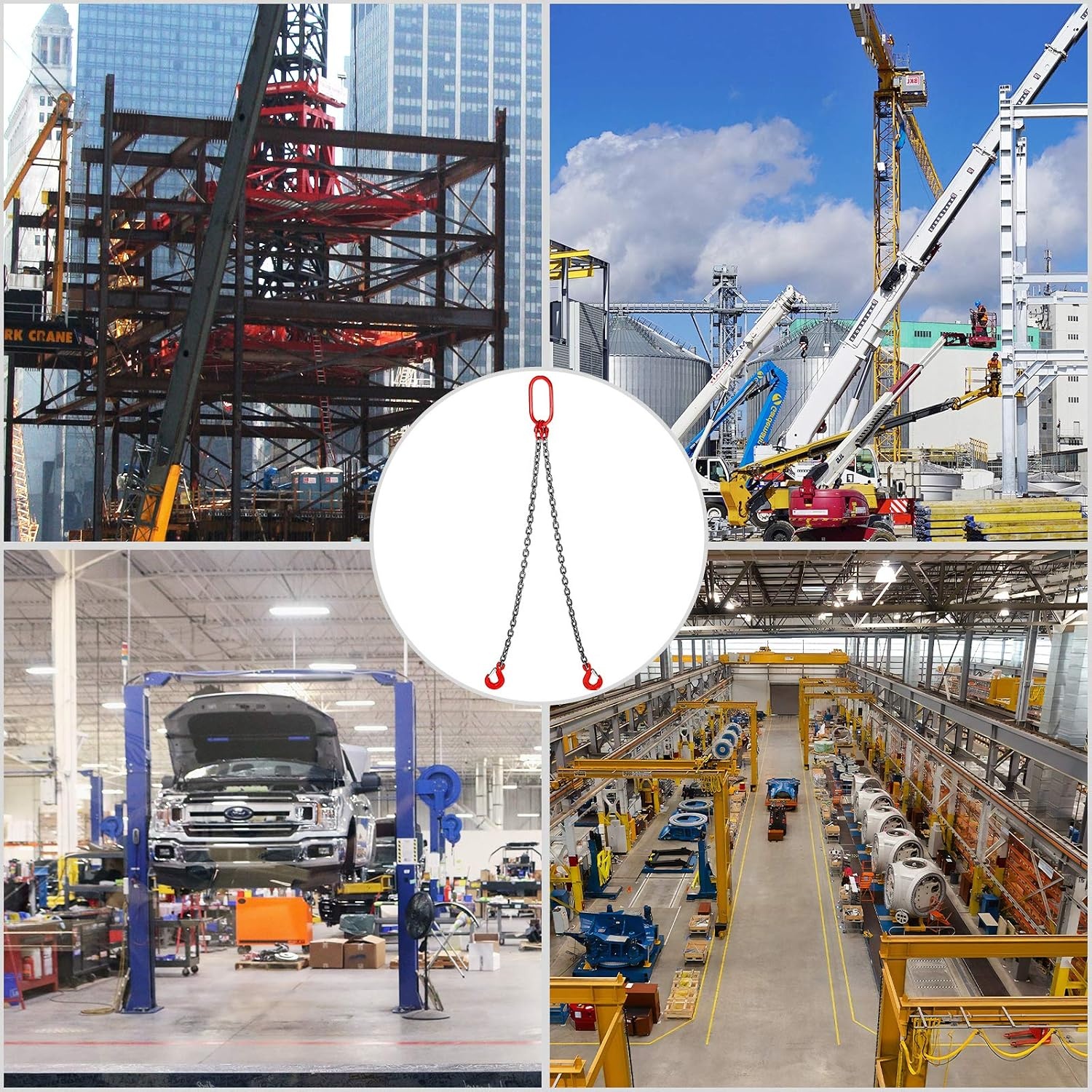 image:imageVEVOR Chain Sling 14 in x 5 ft Lifting Chains with 4 Leg Grab Hooks Heavy Duty G80 Alloy Steel Lifting Sling 6600LBS Capacity Adjustable Engine Chain Hoist Lifts for Cargo Security Towing38 Inch x 5FT