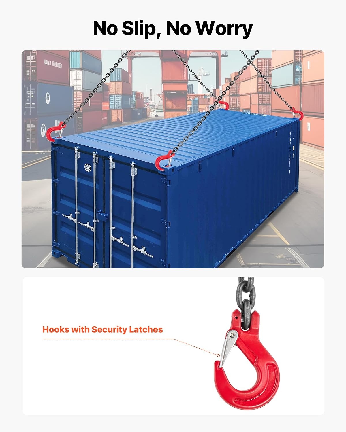 image:imageVEVOR Chain Sling 14 in x 5 ft Lifting Chains with 4 Leg Grab Hooks Heavy Duty G80 Alloy Steel Lifting Sling 6600LBS Capacity Adjustable Engine Chain Hoist Lifts for Cargo Security Towing14 Inch x 5 FT Adjustable