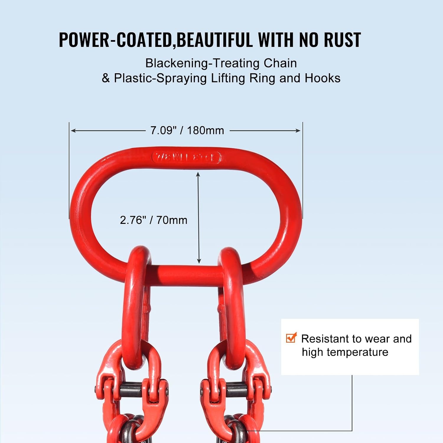 image:imageVEVOR Chain Sling 38 in x 10 ft Lifting Chains with 4 Leg Grab Hooks Heavy Duty G80 Alloy Steel Lifting Sling 22900LBS Capacity Adjustable Engine Chain Hoist Lifts for Cargo Security Towing38 Inch x 10 FT