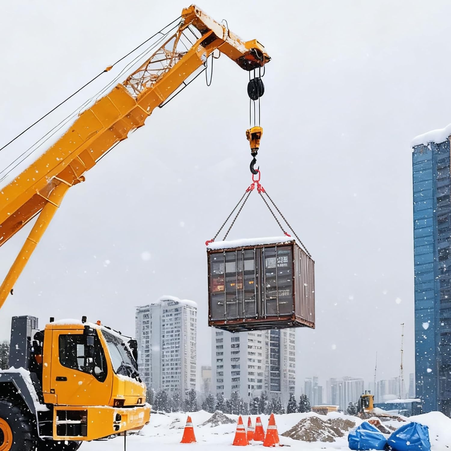 image:imageVEVOR Chain Sling 38 in x 10 ft Lifting Chains with 4 Leg Grab Hooks Heavy Duty G80 Alloy Steel Lifting Sling 22900LBS Capacity Adjustable Engine Chain Hoist Lifts for Cargo Security Towing38 Inch x 10 FT Adjustable