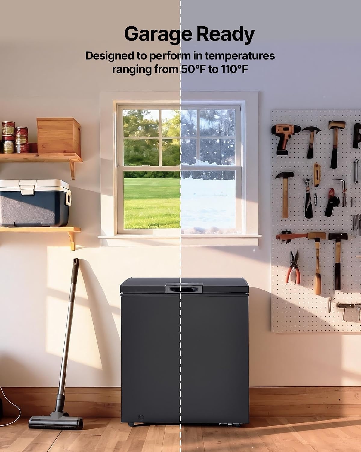image:imageVEVOR Chest Freezer 67 Cuft Compact Deep Freezer Free Standing Top Open Door Chest Freezers with 2 Removable Baskets amp Adjustable Thermostat Energy Saving Low Noise amp Garage Ready BlackBlack
