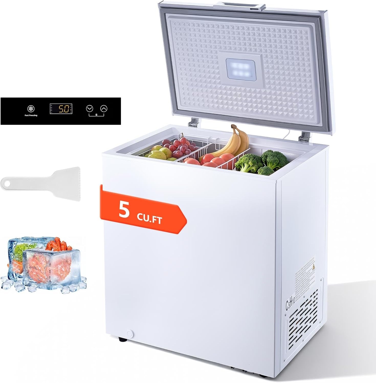 image:imageVEVOR Chest Freezer 67 Cuft Compact Deep Freezer Free Standing Top Open Door Chest Freezers with 2 Removable Baskets amp Adjustable Thermostat Energy Saving Low Noise amp Garage Ready BlackWhite