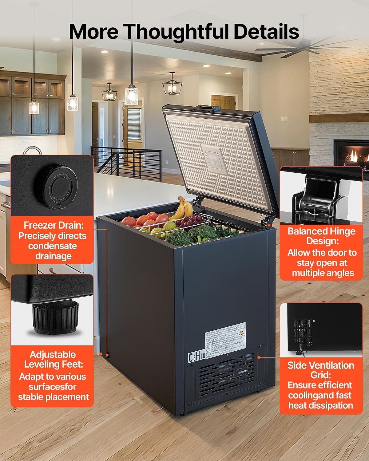 image:imageVEVOR Chest Freezer 67 Cuft Compact Deep Freezer Free Standing Top Open Door Chest Freezers with 2 Removable Baskets amp Adjustable Thermostat Energy Saving Low Noise amp Garage Ready BlackBlack