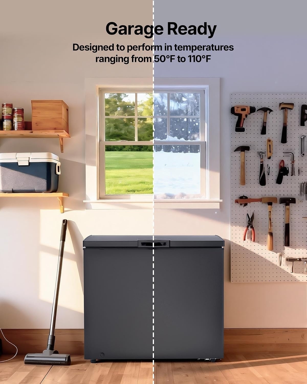 image:imageVEVOR Chest Freezer 67 Cuft Compact Deep Freezer Free Standing Top Open Door Chest Freezers with 2 Removable Baskets amp Adjustable Thermostat Energy Saving Low Noise amp Garage Ready BlackBlack