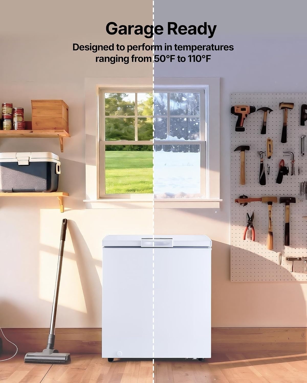image:imageVEVOR Chest Freezer 67 Cuft Compact Deep Freezer Free Standing Top Open Door Chest Freezers with 2 Removable Baskets amp Adjustable Thermostat Energy Saving Low Noise amp Garage Ready BlackWhite