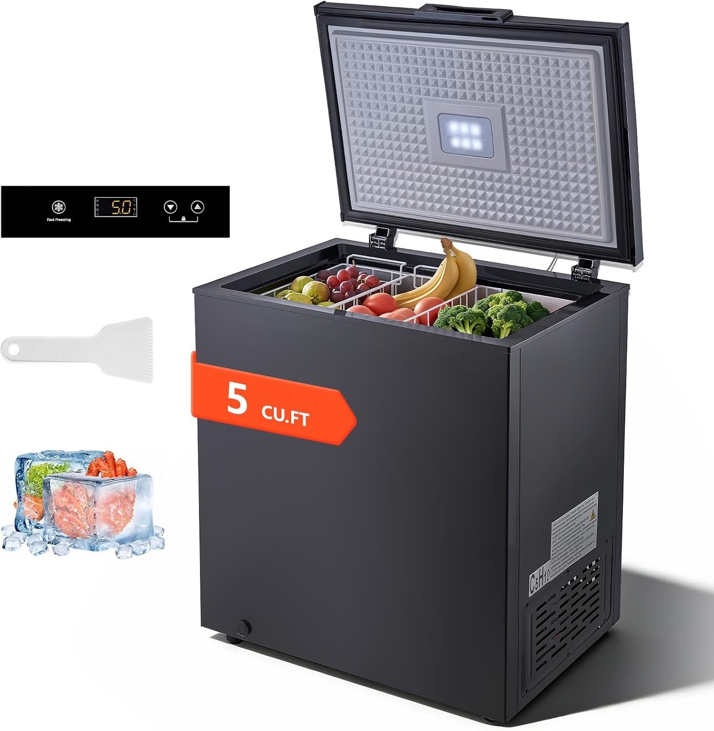 image:imageVEVOR Chest Freezer 67 Cuft Compact Deep Freezer Free Standing Top Open Door Chest Freezers with 2 Removable Baskets amp Adjustable Thermostat Energy Saving Low Noise amp Garage Ready BlackBlack