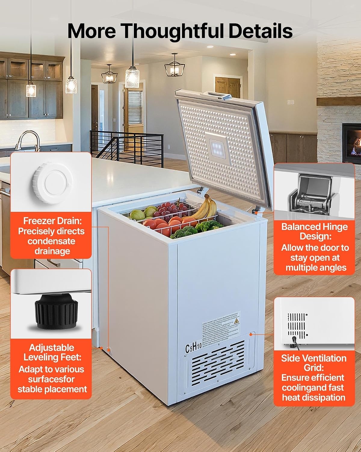 image:imageVEVOR Chest Freezer 67 Cuft Compact Deep Freezer Free Standing Top Open Door Chest Freezers with 2 Removable Baskets amp Adjustable Thermostat Energy Saving Low Noise amp Garage Ready BlackWhite