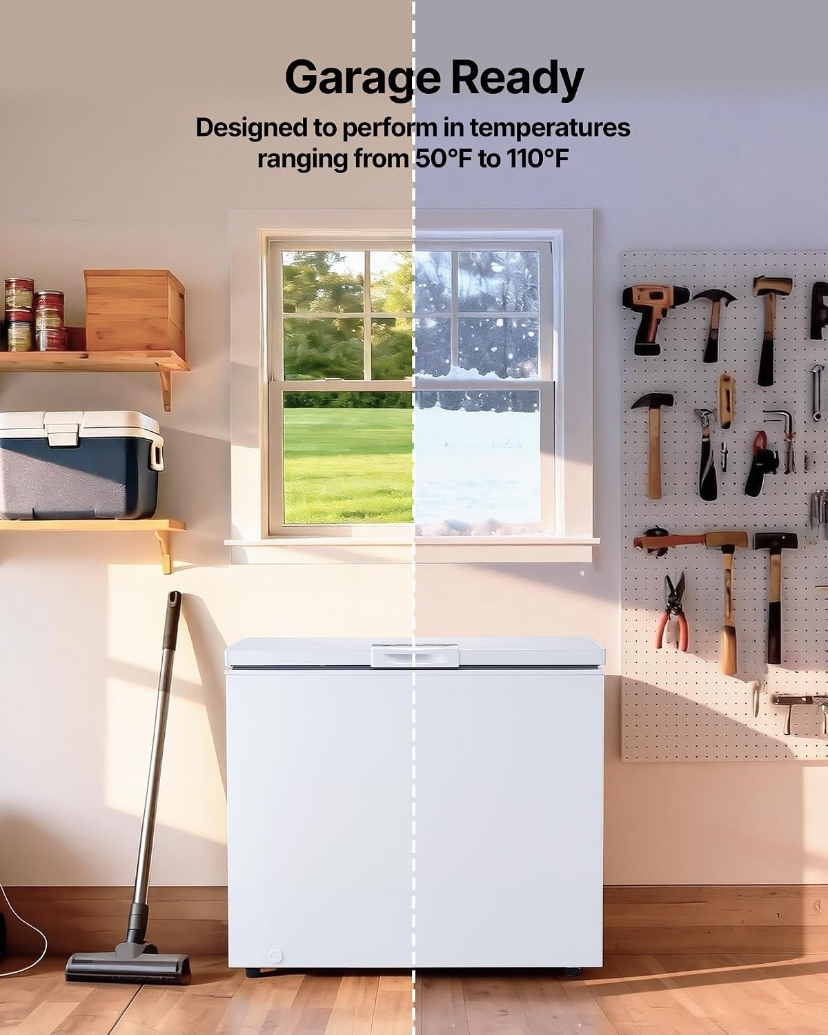 image:imageVEVOR Chest Freezer 67 Cuft Compact Deep Freezer Free Standing Top Open Door Chest Freezers with 2 Removable Baskets amp Adjustable Thermostat Energy Saving Low Noise amp Garage Ready BlackWhite