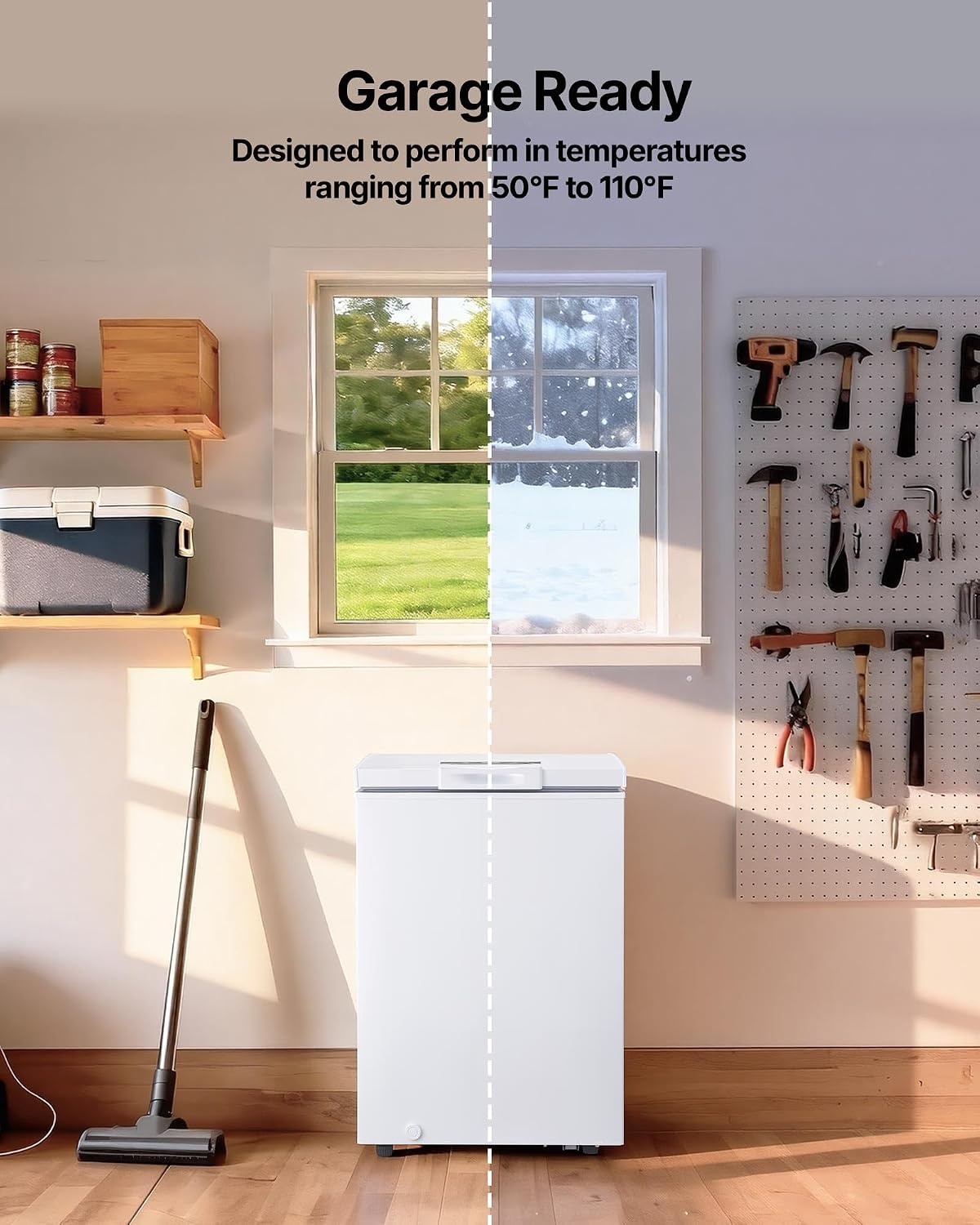 image:imageVEVOR Chest Freezer 67 Cuft Compact Deep Freezer Free Standing Top Open Door Chest Freezers with 2 Removable Baskets amp Adjustable Thermostat Energy Saving Low Noise amp Garage Ready BlackWhite