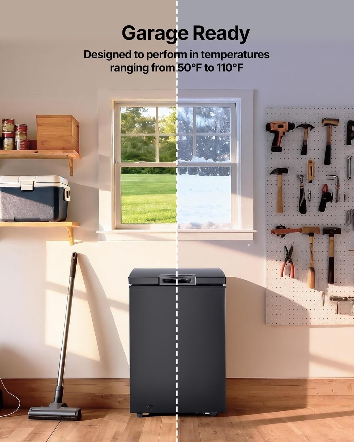 image:imageVEVOR Chest Freezer 67 Cuft Compact Deep Freezer Free Standing Top Open Door Chest Freezers with 2 Removable Baskets amp Adjustable Thermostat Energy Saving Low Noise amp Garage Ready BlackBlack