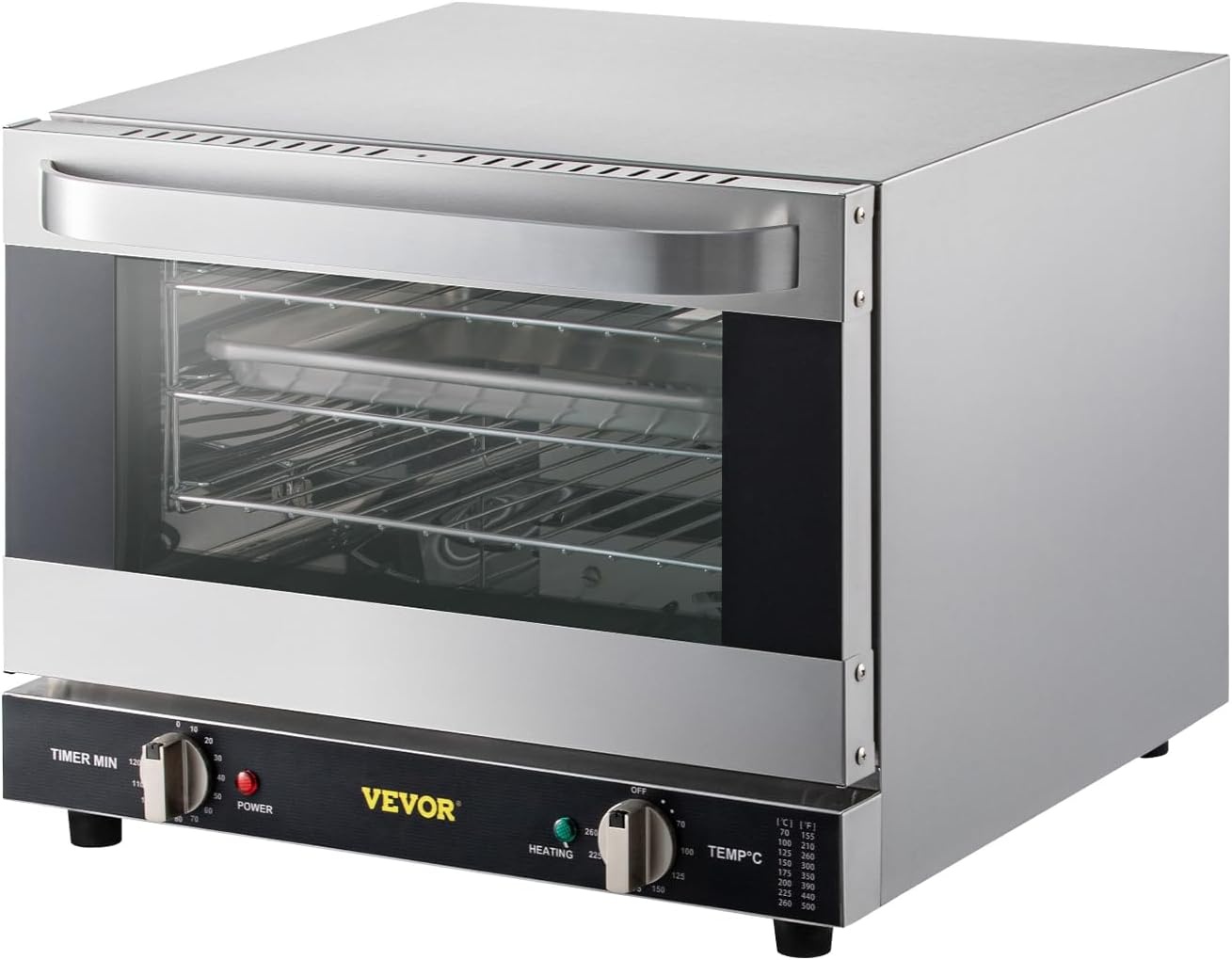 image:imageVEVOR Commercial Convection Oven 21L19Qt QuarterSize Conventional Oven Countertop 1440W 3Tier Toaster wFront Glass Door Electric Baking Oven wTrays Wire Racks Clip Gloves 120V3Tier 19Qt