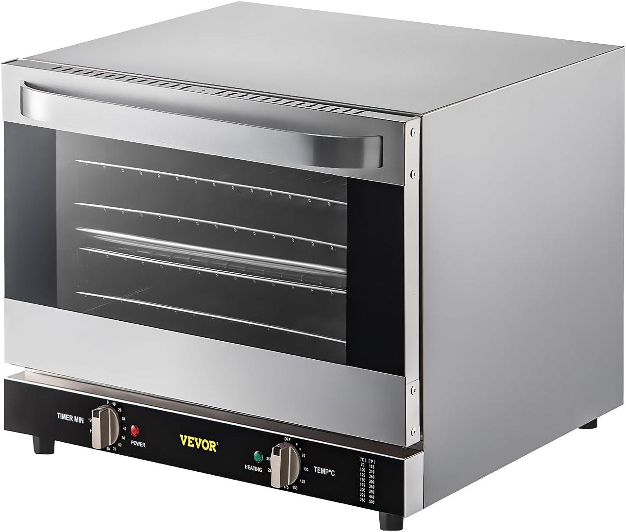 image:imageVEVOR Commercial Convection Oven 21L19Qt QuarterSize Conventional Oven Countertop 1440W 3Tier Toaster wFront Glass Door Electric Baking Oven wTrays Wire Racks Clip Gloves 120V4Tier 60Qt